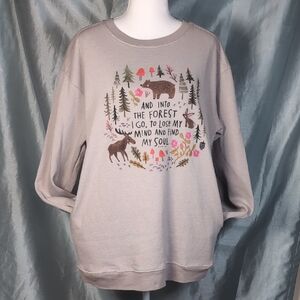 Natural Life Forest Graphic Sweatshirt With Pockets NWT